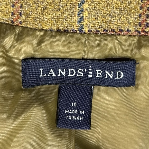 90s LANDS' END Wool Blazer Green Plaid Women's Jacket Size 10 Vintage Preppy - Picture 7 of 9